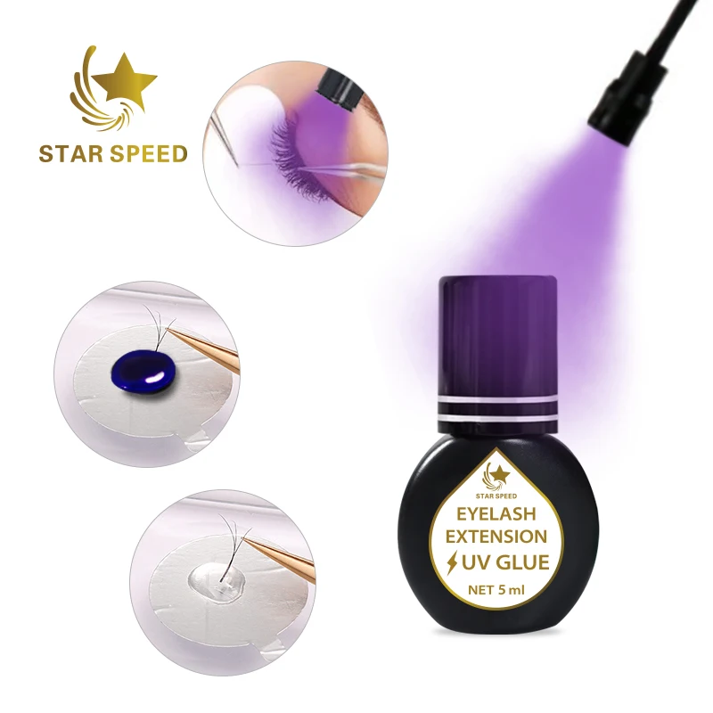 

Star Speed Uv Lash Glue 5ml Free Sample Salon&Home use Eyelash Adhesive Top Quality Uv Eyelash Glue