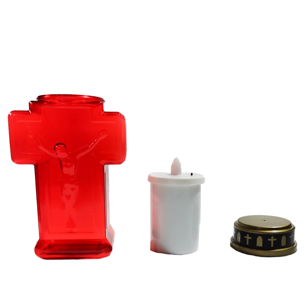 Wholesale Electric Grave Decorations Cross Led Candle Holders Lights