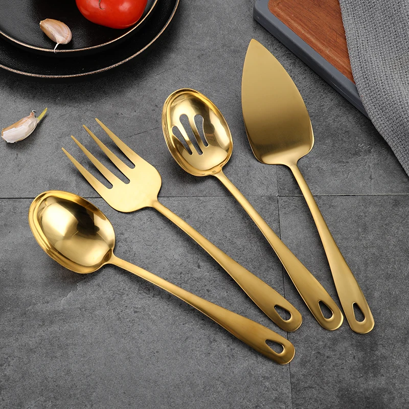 

Daoqi Hot Sale Modern Luxury Serving Spoon Serving Fork Serving Shovel Buffet Supply Gold Serving Utensil Set