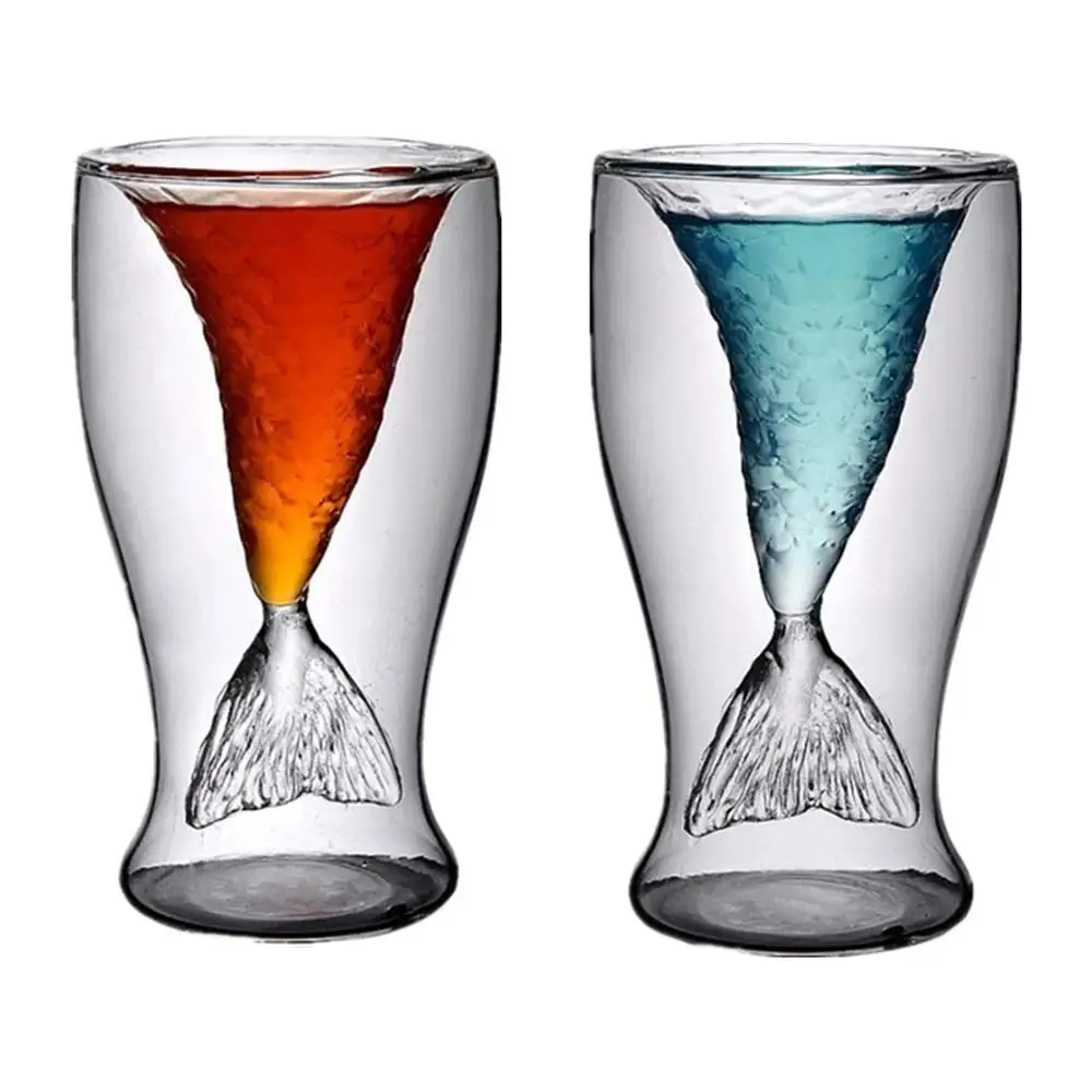 

Shot Glass Creative Mermaid Tail Wine Cup Glasses Funny Drinking Glassware for Juice Beer Whiskey Cocktail Mug Tumbler, Clear