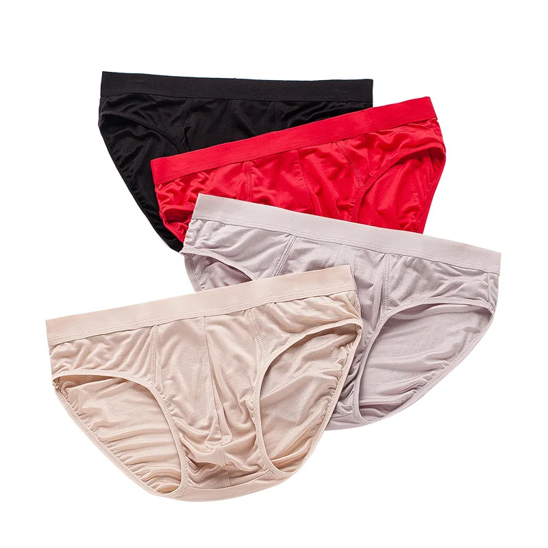 

nude feel men 100% silk panties breathable thin underwear cozy soft fast dry silk briefs