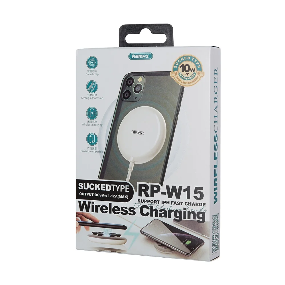 

Remax Join Us latest RP-W15 10W high power sucked type wireless fasting charger for games play, White
