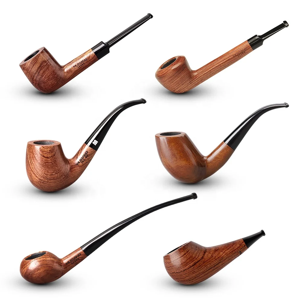 

MUXIANG Spot Goods Premium Rosewood Tobacco Pipe Multi Styles Wooden Smoking Pipe, As picture