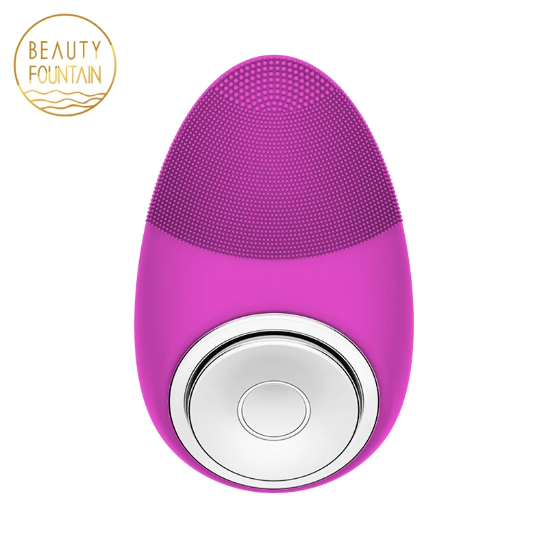 

Drop shipping Facial Cleansing Sonic Rechargeable Ultrasound Silicone Face Cleansing Brush Facial Cleaner, Purple