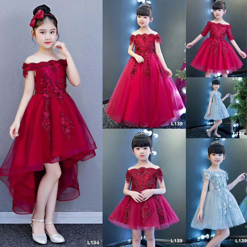 
Flower Girl Dress 2019 Summer Girls Evening Party Dress Fluffy Pony Piano Performance Princess Wedding Dress for girls 