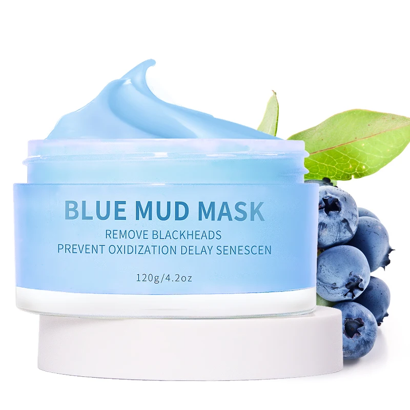 

Face Care Organic Vegan Deep Cleansing Kaolin Bentonite Blueberry Clay Mask Dead Sea Mud Blue Clay Masks, Pink