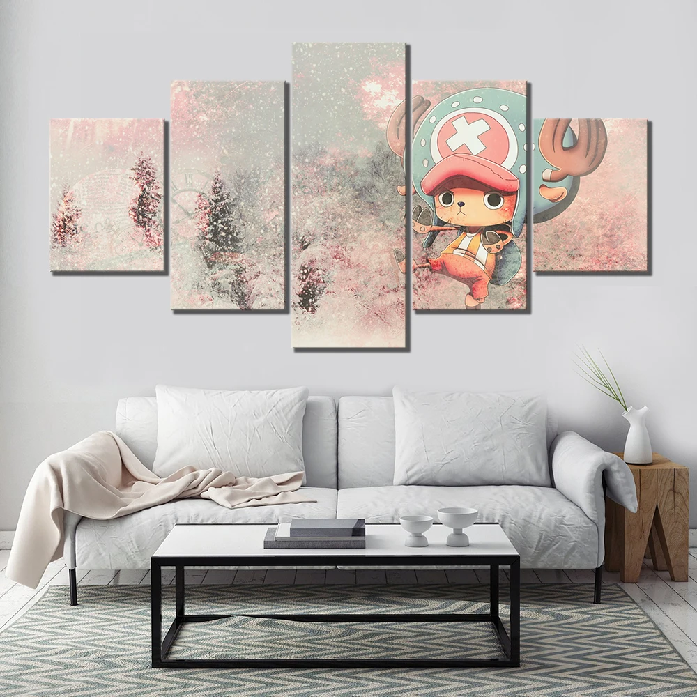 

5 Pieces Anime Posters Home Decor Wallpaper Chopper Oil Painting One Piece Artwork Canvas Paints Wall Stickers Animation Artwork, Multiple colours