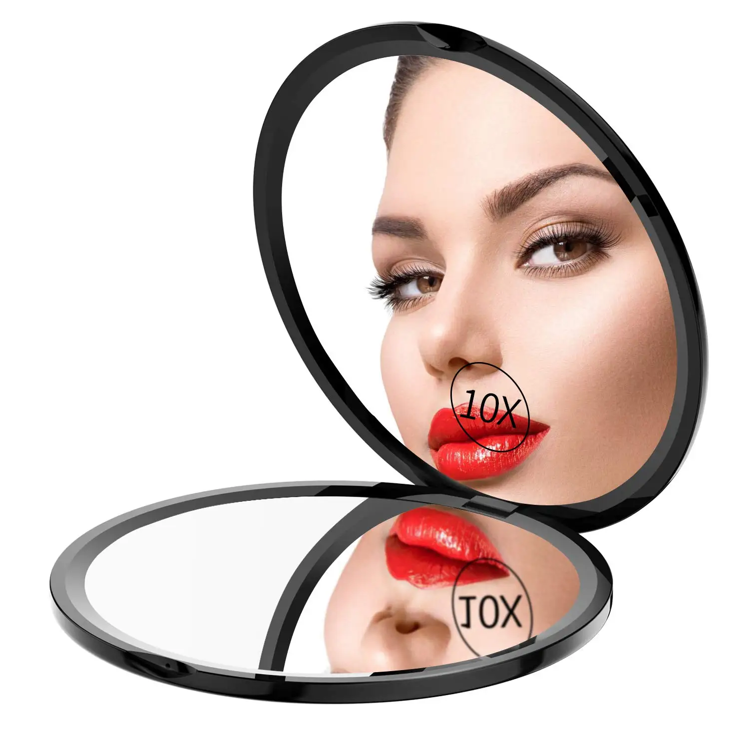 

4 Inch Travel Pocket Makeup Mirror 1X 10X Compact Handbag Cosmetic Mirror Ultra-Thin Handheld Round Foldable Portable Mirror