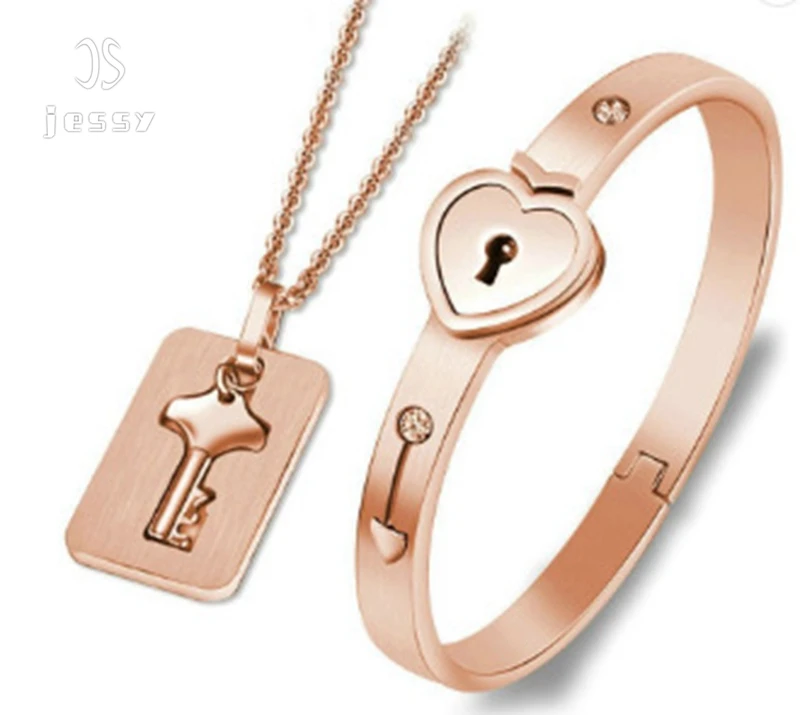 

Jessy Jewelry Jewelry Lovers Concentric Lock Key Titanium Stainless Steel Bracelet Personalized Luxury Brand Charm Bracelet, As shown