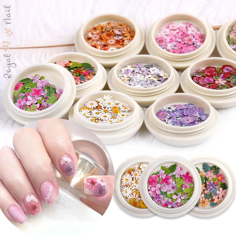

Blooming Flowers 3D Nail Art Decoration Wood Pulp Slice Nail Decals, 0-9