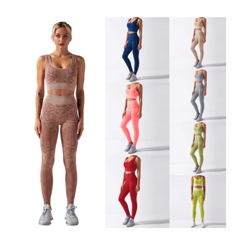 

Wholesale Custom Women 2 Pieces Bra Legging Seamless Gym Snake Fitness Yoga Sets, Multi color optional