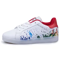 

2019 Wholesale USB Rechargeable men white fashion flat casual led sneakers
