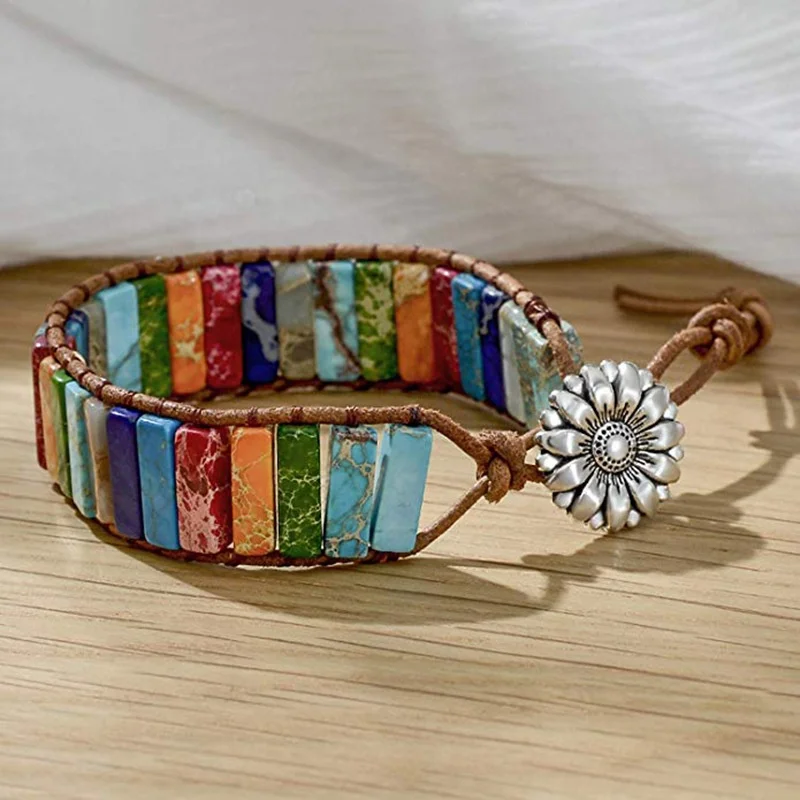 

2021 Wholesale Fashion Friendship Best Friend Gift Rainbow Bracelet Personalized Leather Bracelet For Women, Colorful