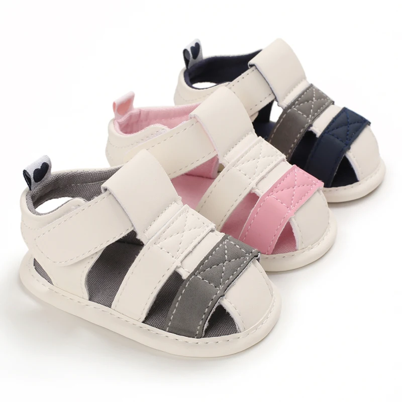 

New arrived handmade pu Summer breathable 0-2 years anti-slip prewalk baby sandals