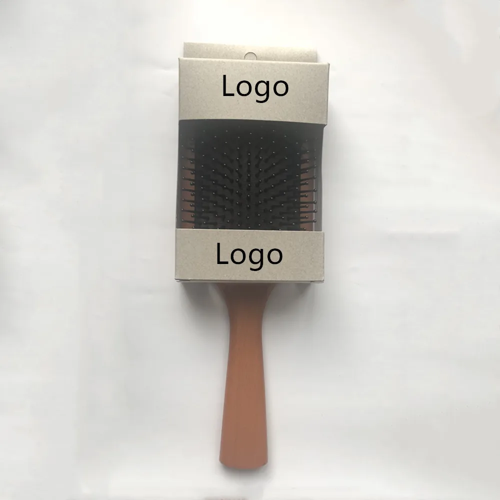 

Customized Logo Wooden Mini Paddle Brush Boxes Logo