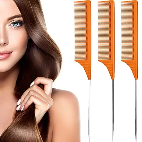

Wholesale hair tool styling Plastic and Metal Pin Rat Tail Head Static Custom Hot seller Hair Combs, As picture show