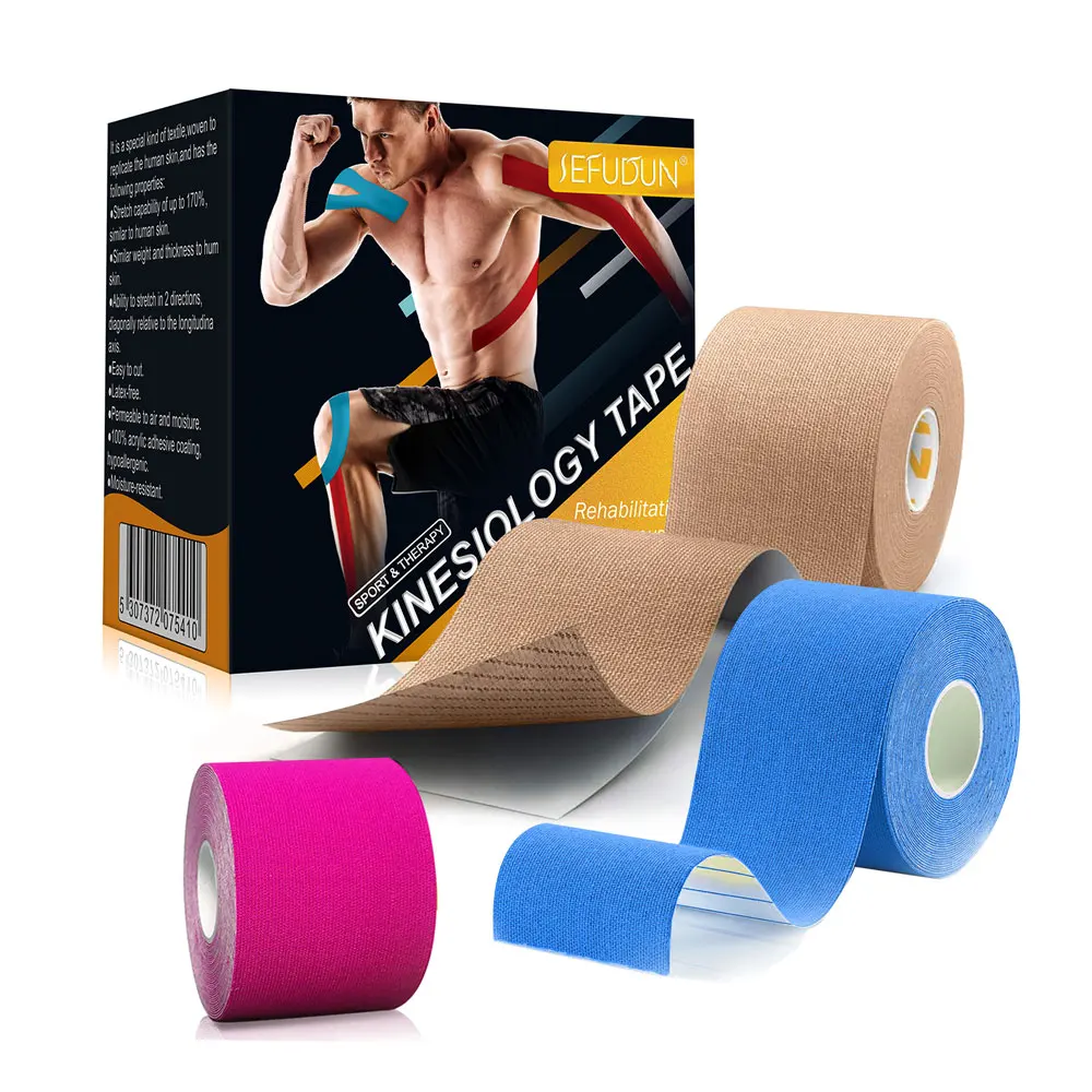 

Custom Logo Material WaterProof Strapping Athletic Muscle Adhesive Straps Kt Sports Kinesiology Tape