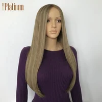 

Jewish Kosher certificate natural hairline long layers Brazilian hair blond lace top wig with highlights