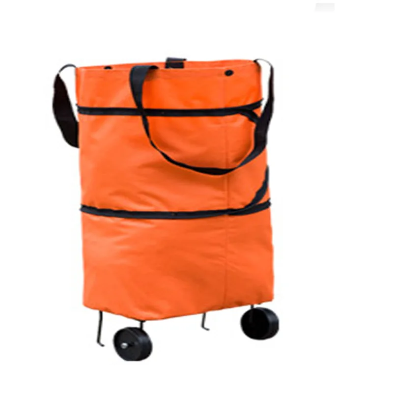 

New Design Luggage Wheeled Promotional Market Trolley Tug Bags Foldable Shopping cart Bag with Wheels, Red,pink,black,sky blue, orange,green