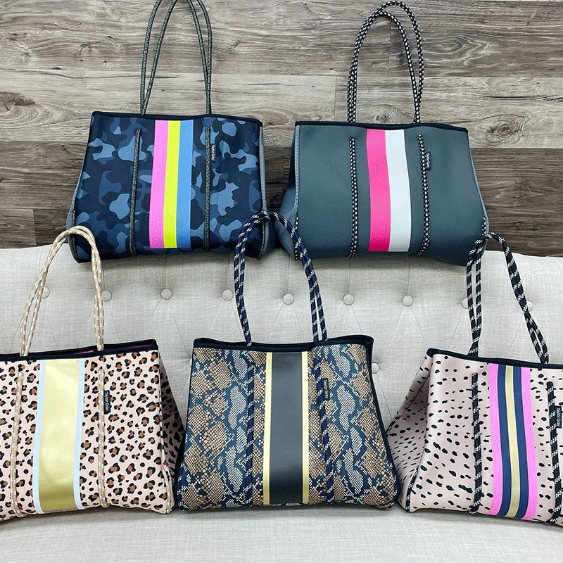 

Fashionable Private Label Luxury Branded Women Neoprene Leopard Tote Hand Bag Ladies Custom Designer Handbags Purses