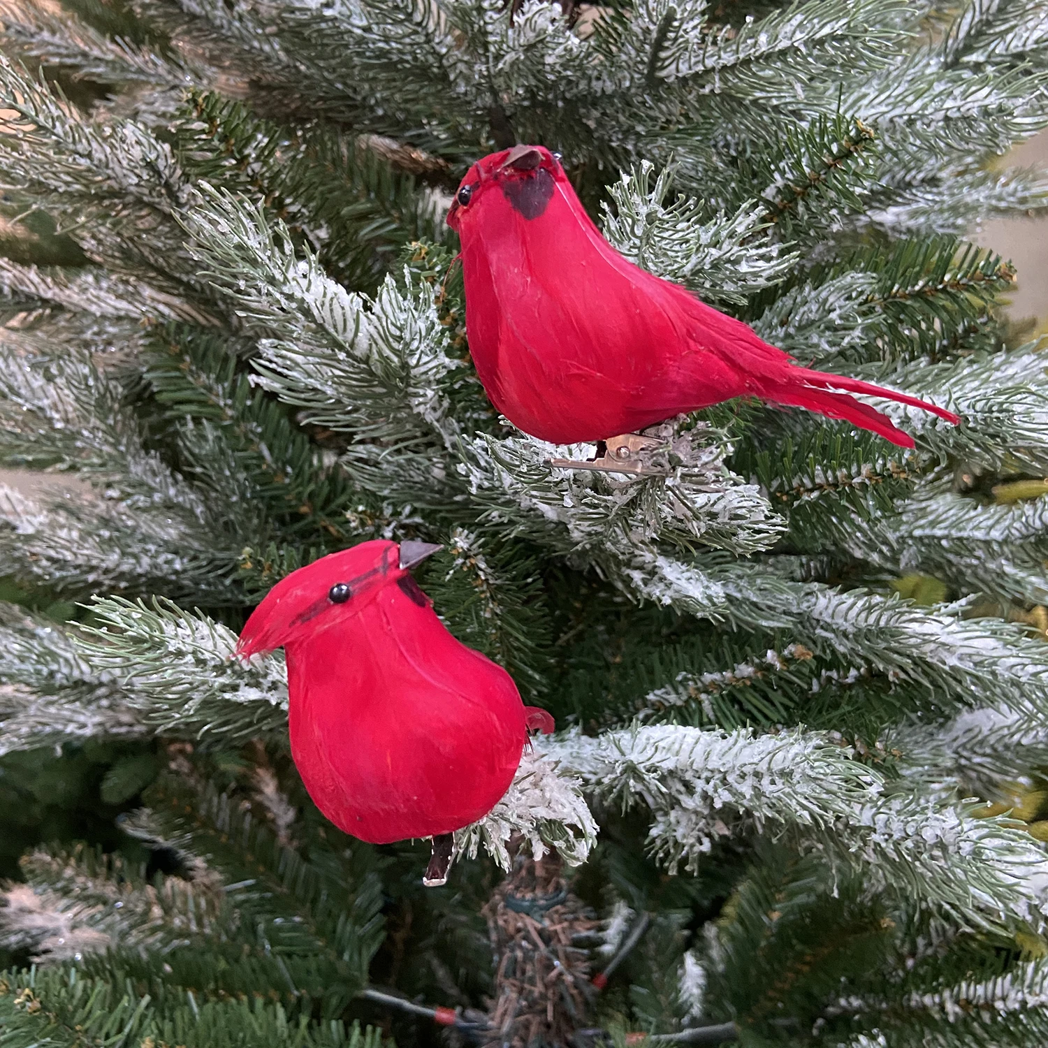 2020 新产品圣诞装饰人造红鸟红衣主教与铁夹