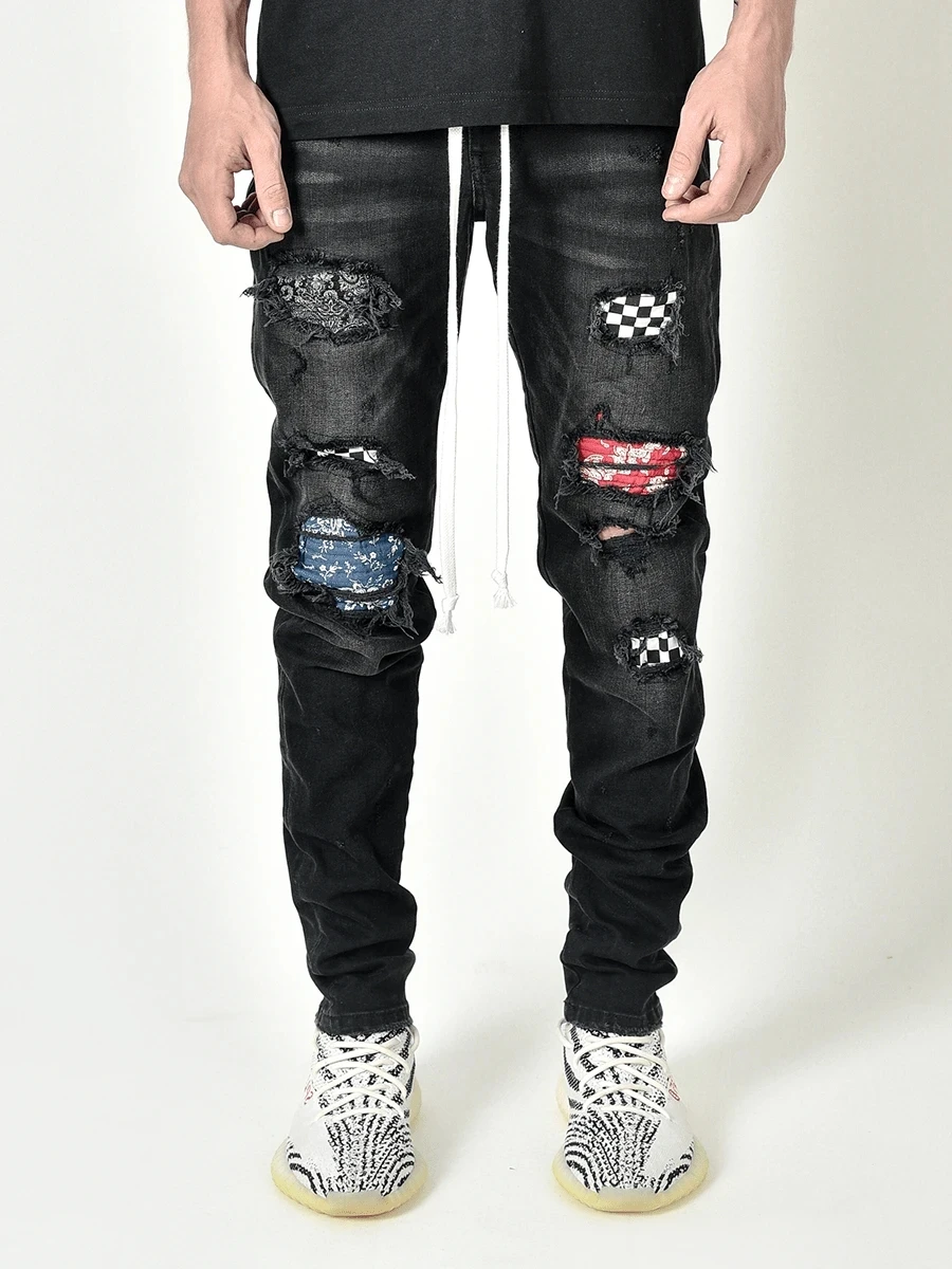 Jean Man Custom Wholesale Designers Stacked Jeans Spray Rip Distressed ...