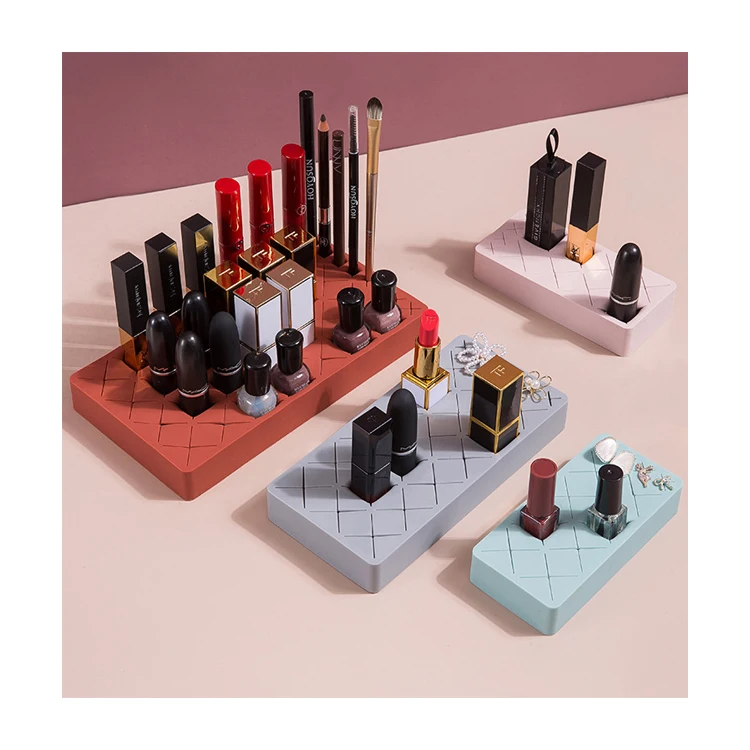 

Desktop cosmetic tool brush organinzer lipstick silicone lipstick makeup brush holder organizer box, Pink,red,gray,green