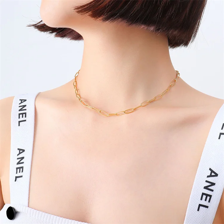 

Hip Hop Design Stainless Steel 18K Gold Plated Necklace For Woman Gift