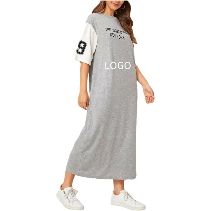 

Custom Design Tee Women Loose Blouse Pullover Loose Baggy Wholesale T Shirt Dress Women Summer 2022, Any colors