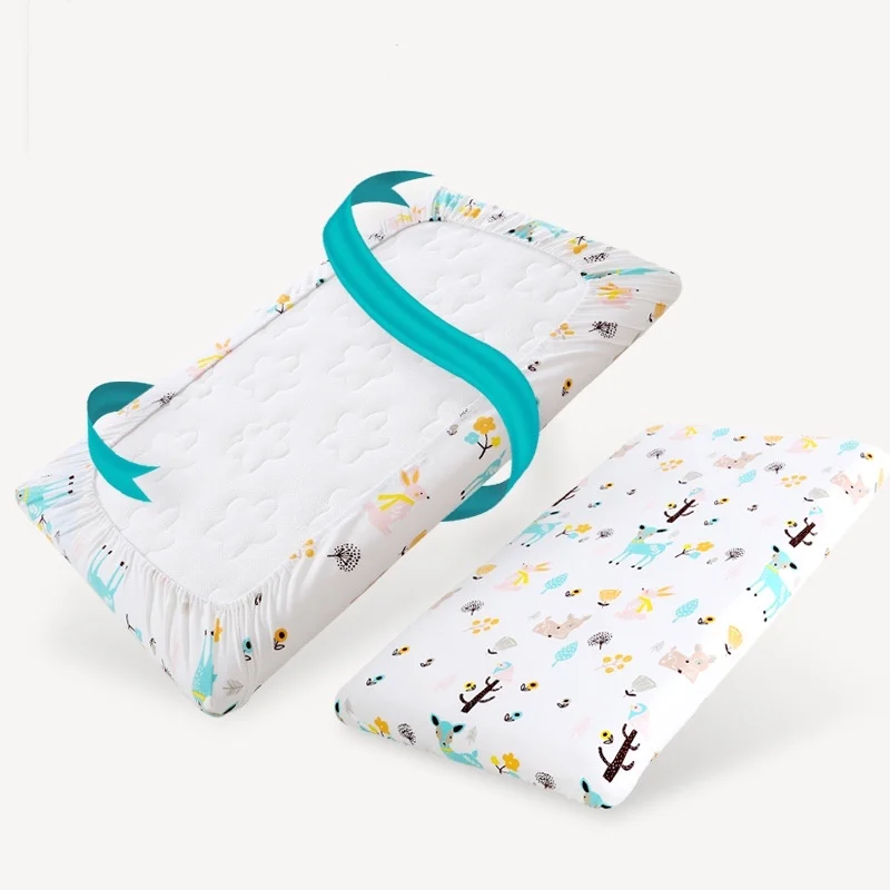 

100% Cotton Crib Waterproof Mattress Protector Waterproof Cover Diaper Changing Pad Fitted Plain fitted baby crib sheet