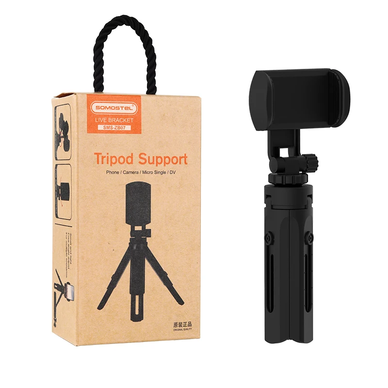 

[Somostel Soporte]SMS-ZB07 Mini Compact Portable Carton Tripod Stand for Mobile Smartphone Videomaker, Black