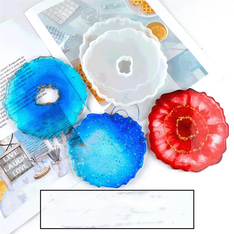 

agate resin mould wave shaped geode coaster silicone mold for epoxy resin craft DIY, White