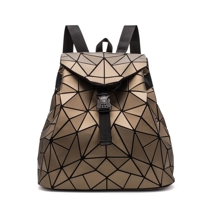 

women fashion pu plain geometric plaid casual sports backpacks outdoor travelling backpacks, Light gray, blue, black, gold, dark gray, light gold