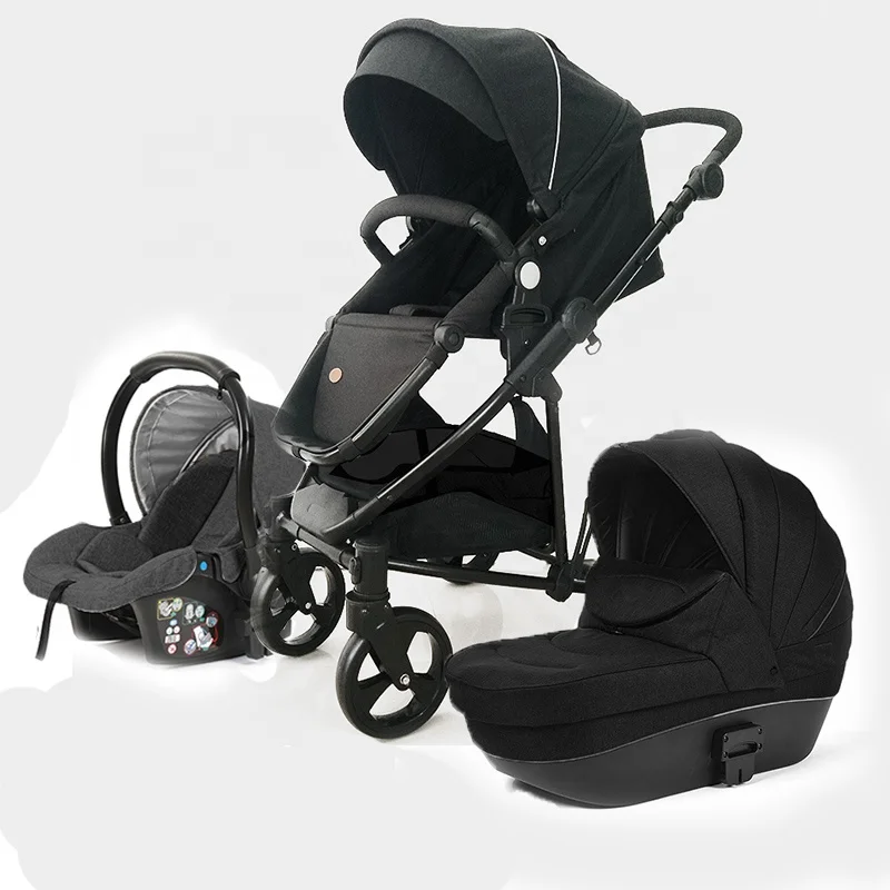 

Greece black gray color customized Luxury baby carriage pram baby stroller 3 with car seat
