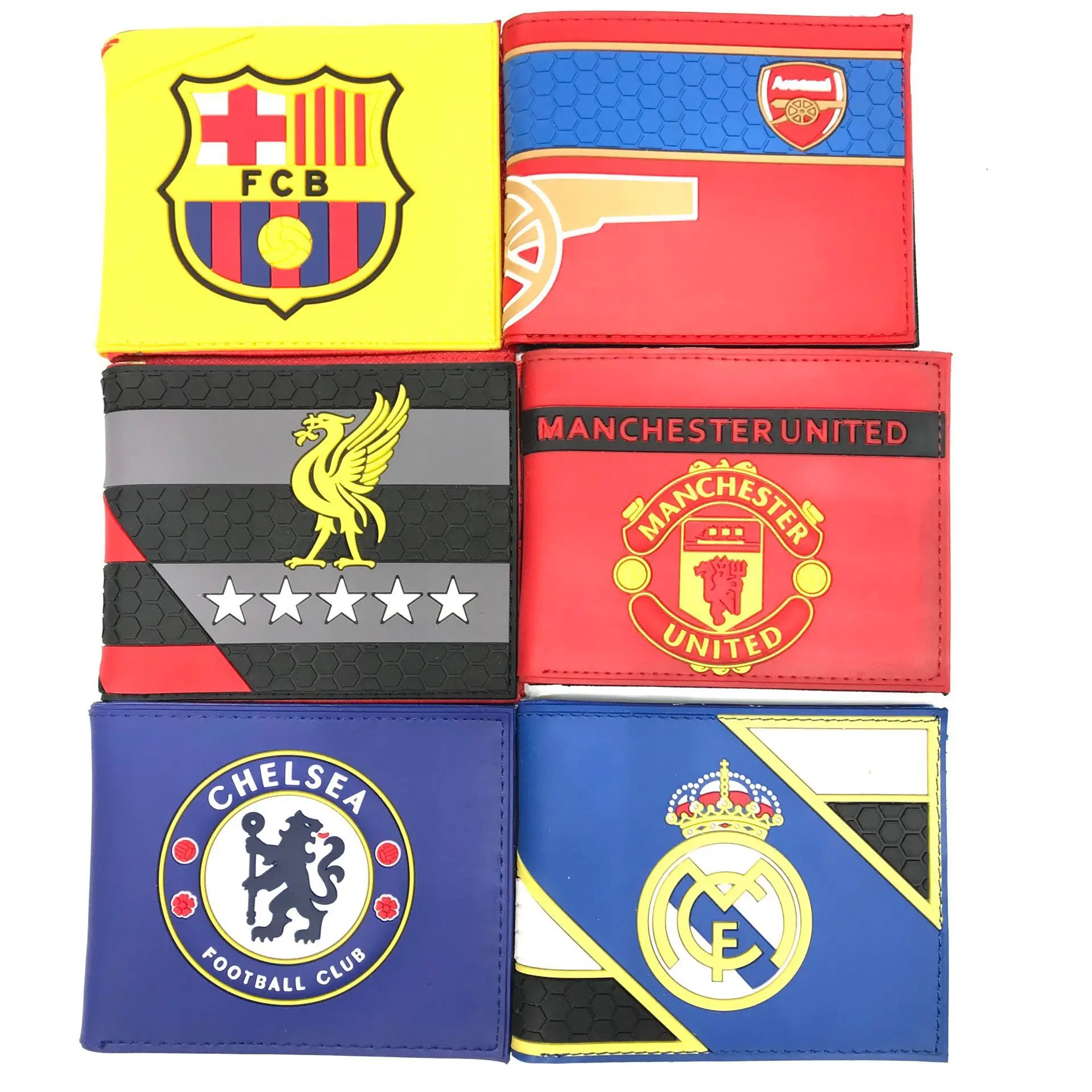 

Factory Direct PVC Wallet Supply Real Madrid/Chelsea/Manchester Football Team Purse World Cup Soccer Club Wallets