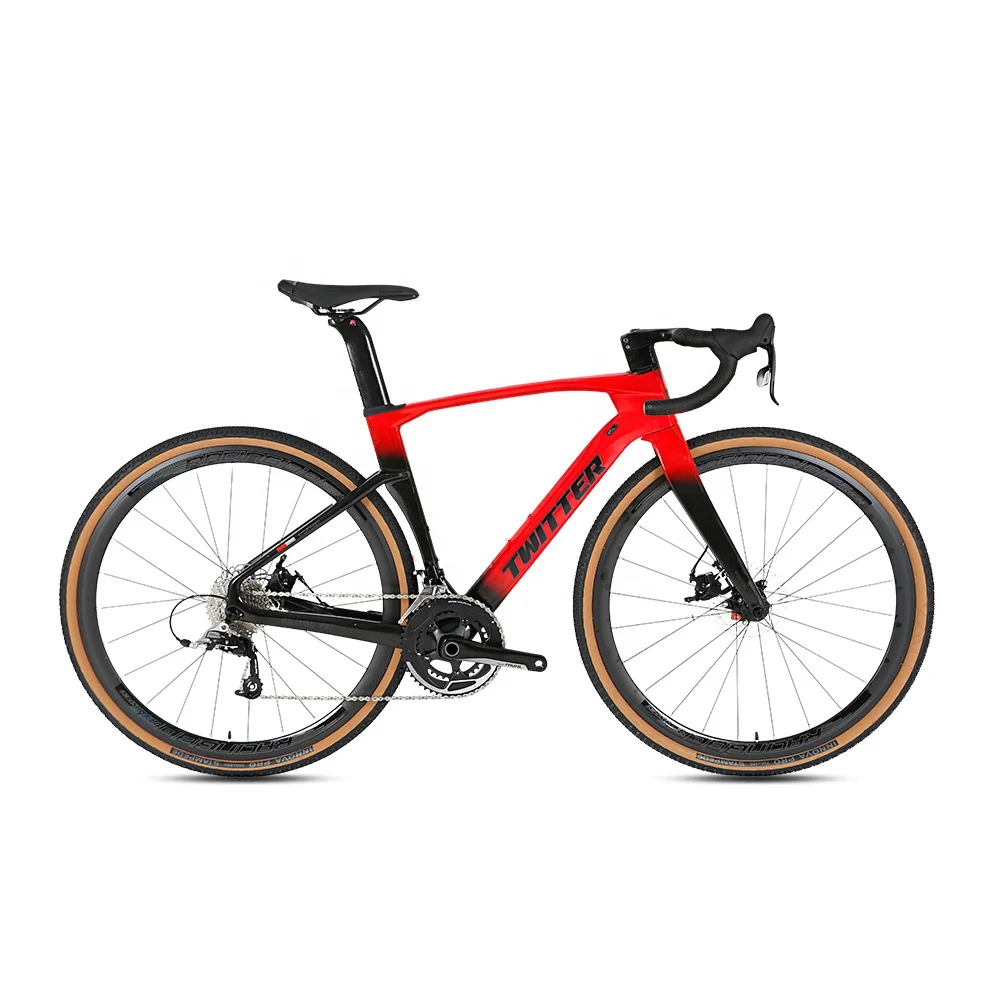 

2022 New Model Twitter Gravel V2 RS 24 Speed 700c Carbon Fiber Road Bike 700*40C Gravel Bike Bicycle, Black/red/blue/yellow/gray/black red/matte black