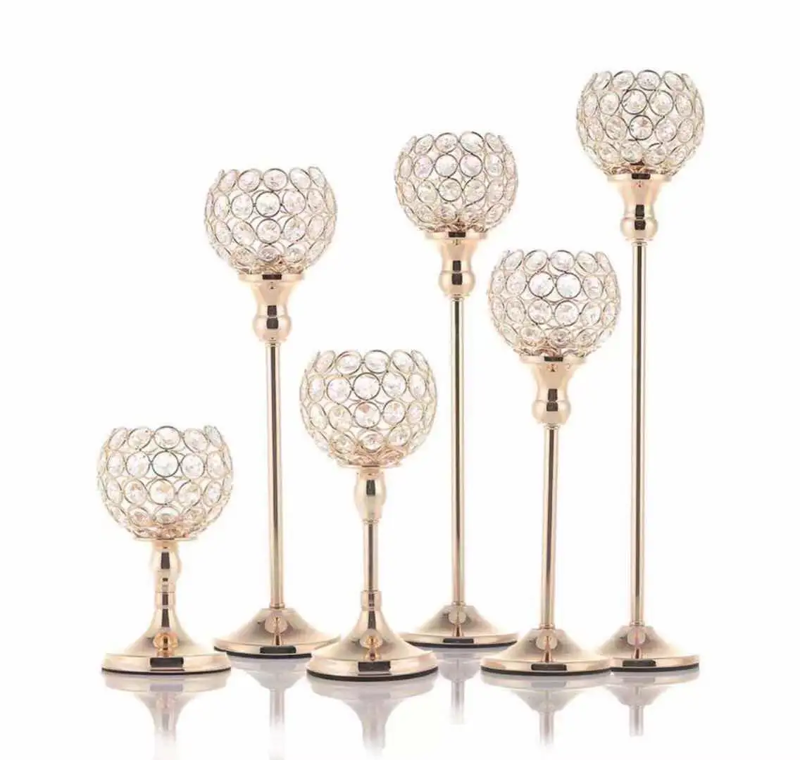 

Home Decor Clear Glass Tea Light Candle Holders Centerpiece for Restaurant and Bar Table Lamp Shaped Glass Candle Holder su1033, Gold