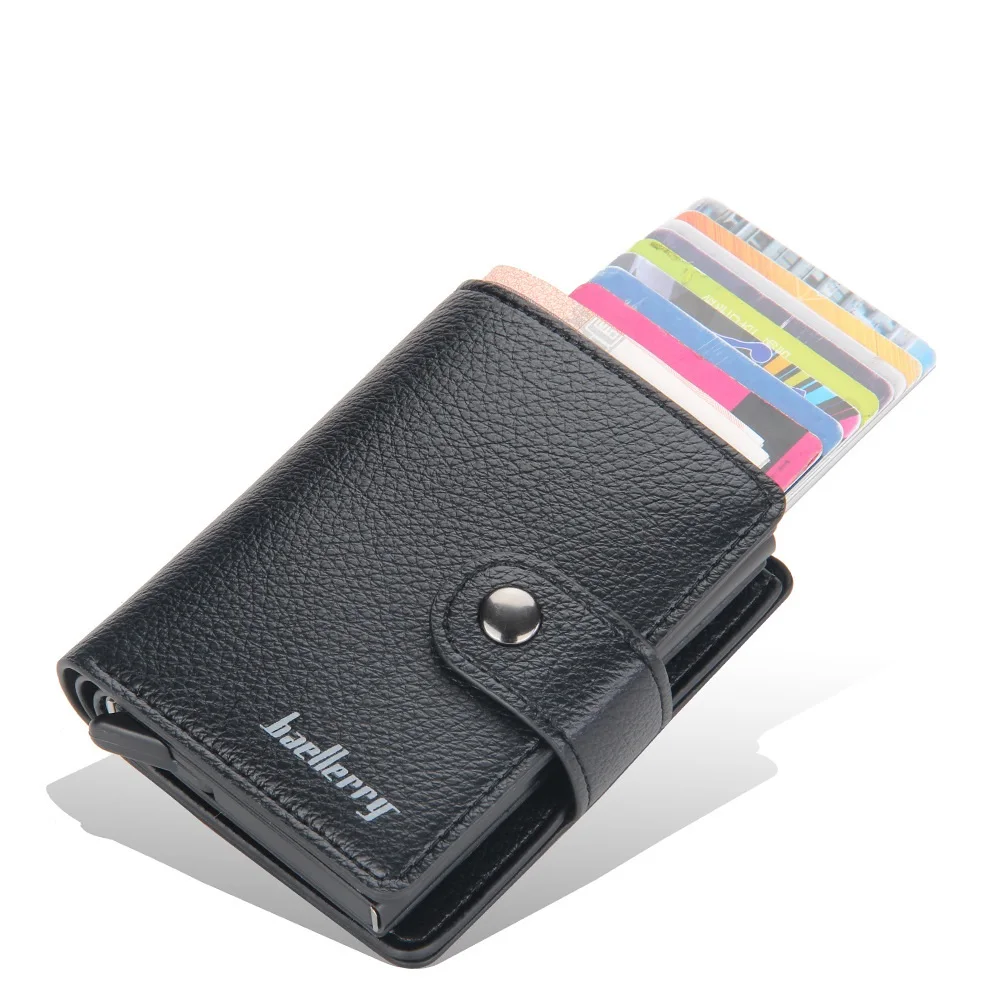 

New Style Automatic Popup Double Draw Bank,Credit,ID Card Holder Wallet For Women and Men,RFID Protection Block Card Case, Black,coffee,brown,gray