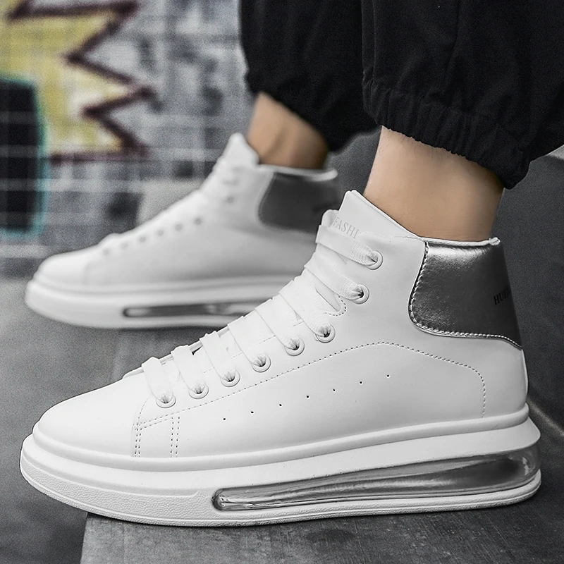 

2021 new men sneakers custom leather shoes trend fashion couple white shoes cushion sneakers couple leather skate board shoes
