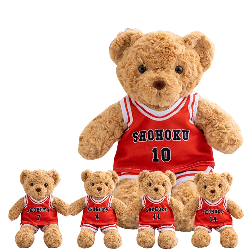 

Wholesale sublimation plush teddy bear with your LOGO custom cute stuffed soft teddy bear plush toys with Basketball clothes