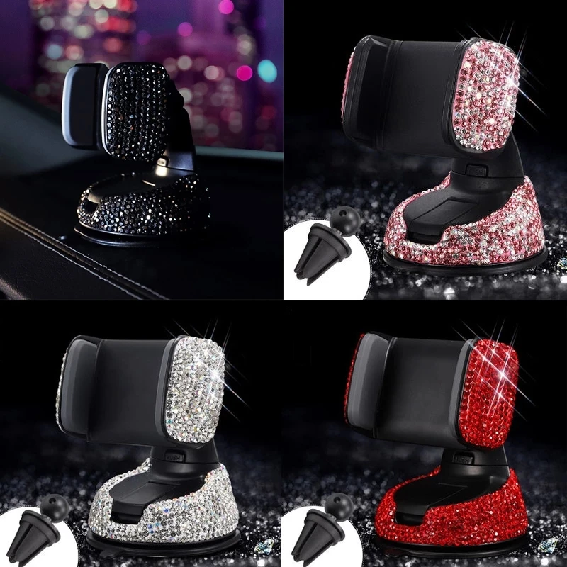 

3 in 1 360 Degree DIY Crystal Diamond Car Phone Holder for Car Dashboard Auto Windows and Air Vent Universal Car Holder