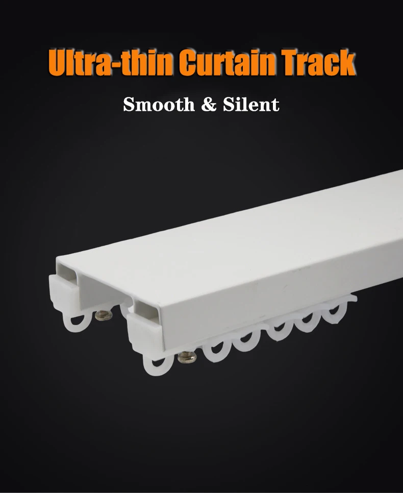Low Profile Aluminum Curtain Track White Ultrathin Flexible Curved