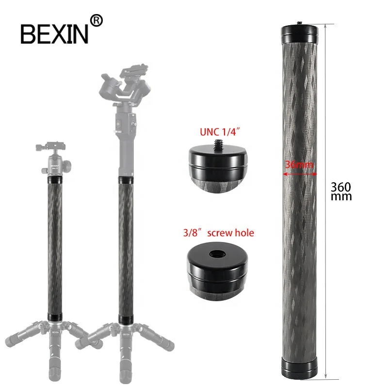 

BEXIN OEM/ODM Custom Factory Wholesale Tripod Camera Accessories Carbon Fiber Selfie Extension Stick for Ball Head, Carbon fiber color