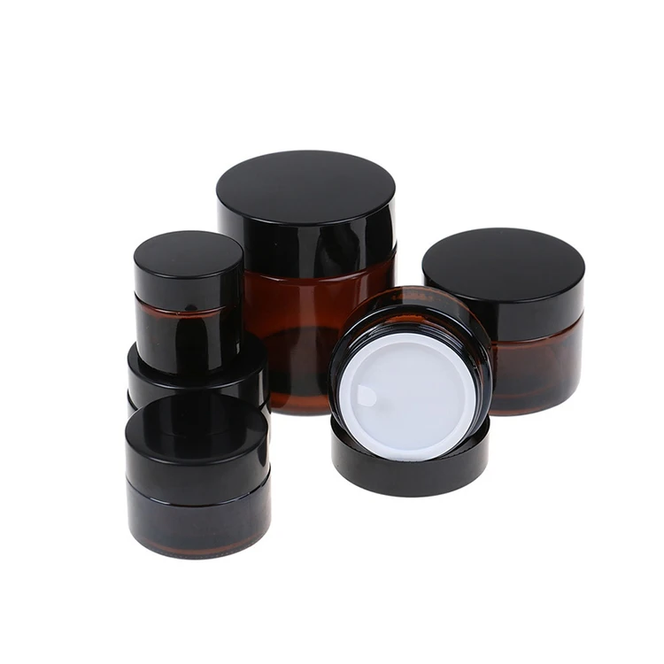 

Face Cream Empty Cosmetic Storage Glass Jars and Bottles for Oils Essential Lotion with Liners and Screw Lid