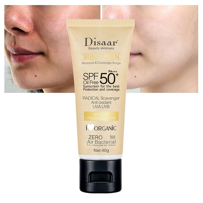 

Disaar SPF 50 Natural Sun Protection Tinted Foundation Moisturizer Organic Sunscreen Cream For All Skin