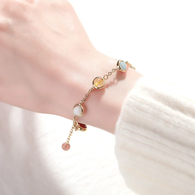 

OUYE 2021 Natural Crystal Bracelet Female Colorful Transfer Beads Exquisite Version Rainbow Candy Color Bracelet, Picture shows