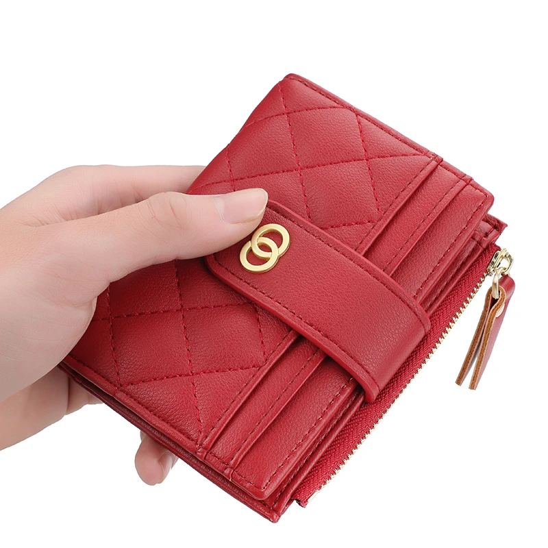 

GS526 New Arrival Ladies Small Zipper Wallet Multi-card Short Coin Purse, 10 colors