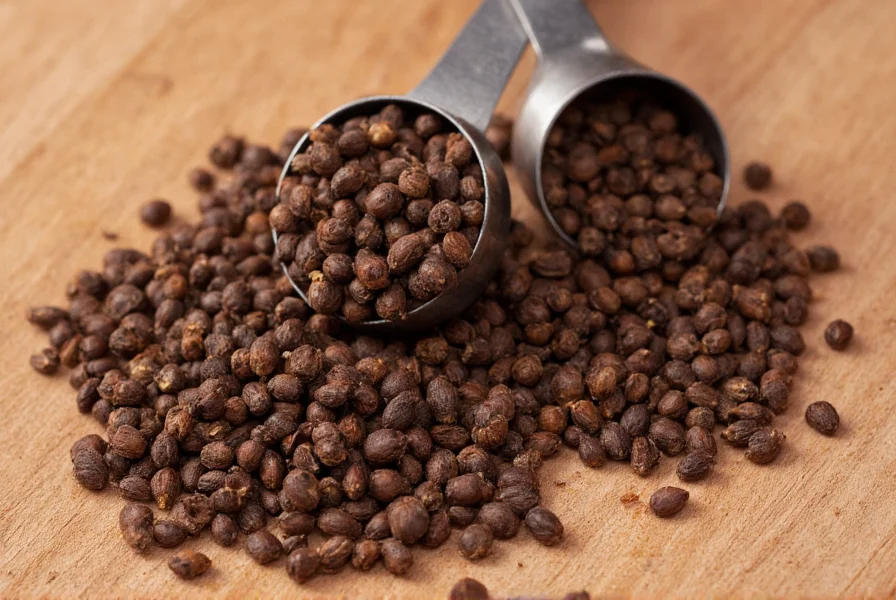 Close-up photography of whole cloves and ground cloves on wooden background with measuring spoons