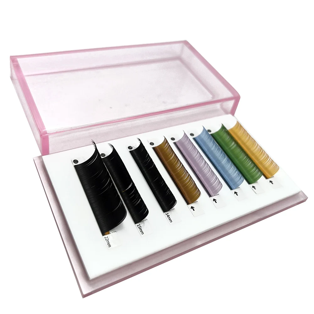 

Eyelash holder organizer storage box for eyelash extension custom lash tray wholesale pink lash tile acrylic pallet with cover