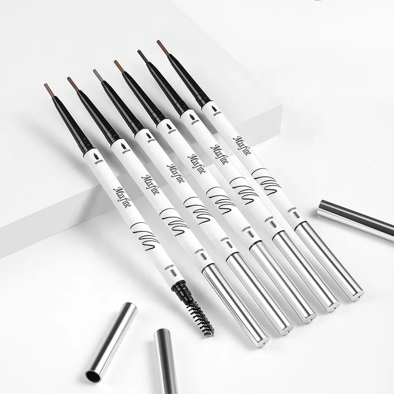 

Maxfine Microblade Vegan Micro Customized Brow Pencil With Brush Retractable Private Label Eyebrow Pencil White